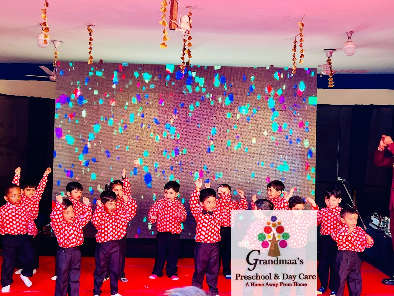 Children at a cultural celebration at Grandmaa's Preschool & DayCare, Greater Noida